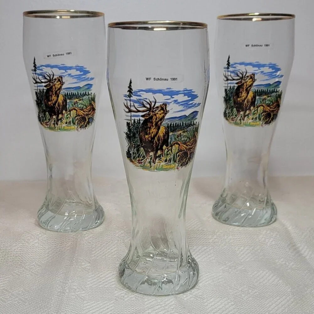 Vintage German Volksmarch Glass Beer Mug with Gold Rim - WF Schonau 1991- 1glass